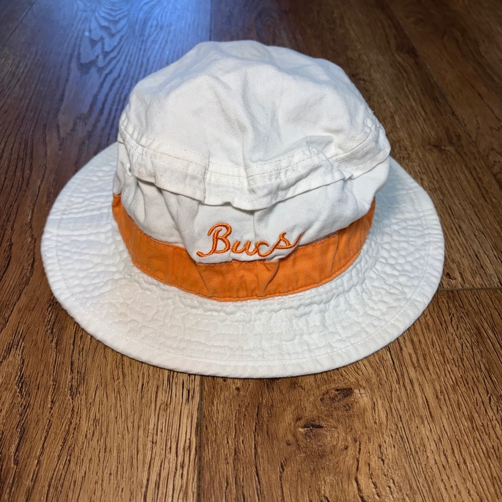 VTG Bucs Hess‎ Embroidered Bucket Hat Creamsicle Orange NFL Tampa Bay Buccaneers